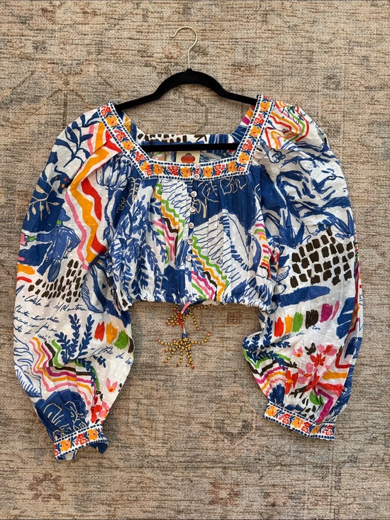 FARM Rio Tops - FARM Rio Crop Top Navy Multicolor
